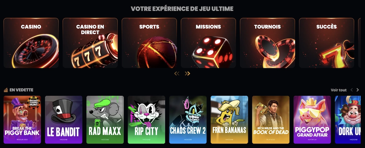 Catalogue de Jeux Instant Casino