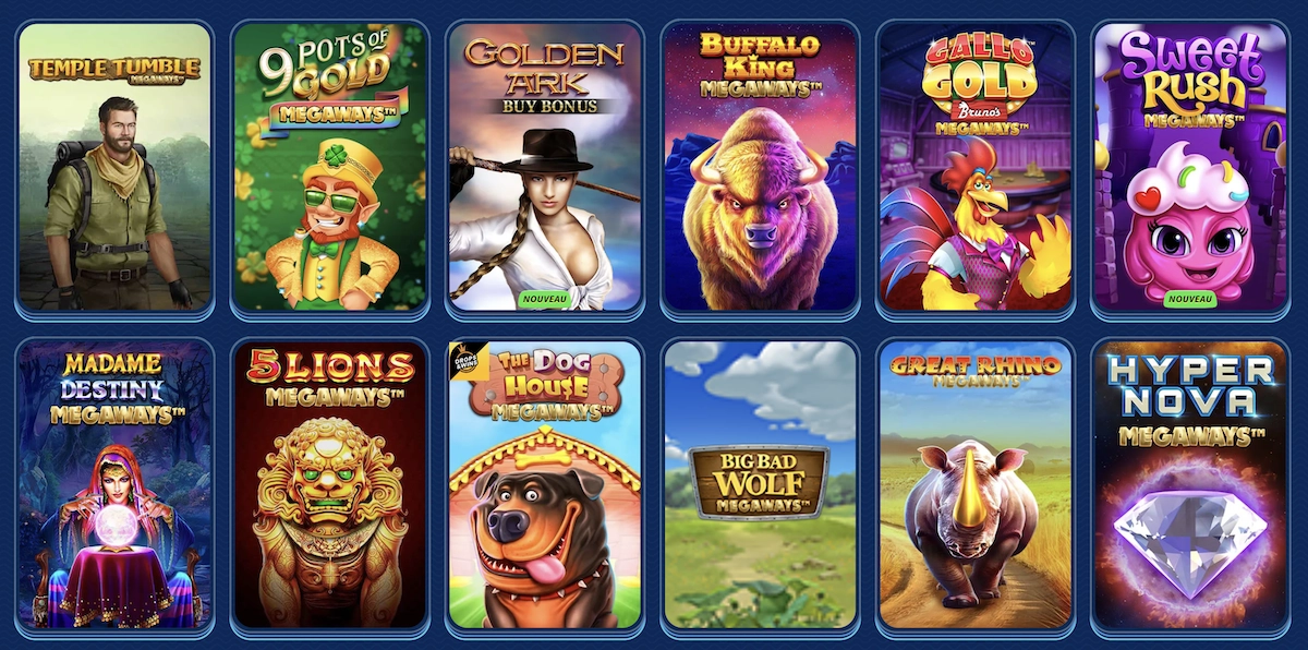 Jeux Megaways sur Sg Casino