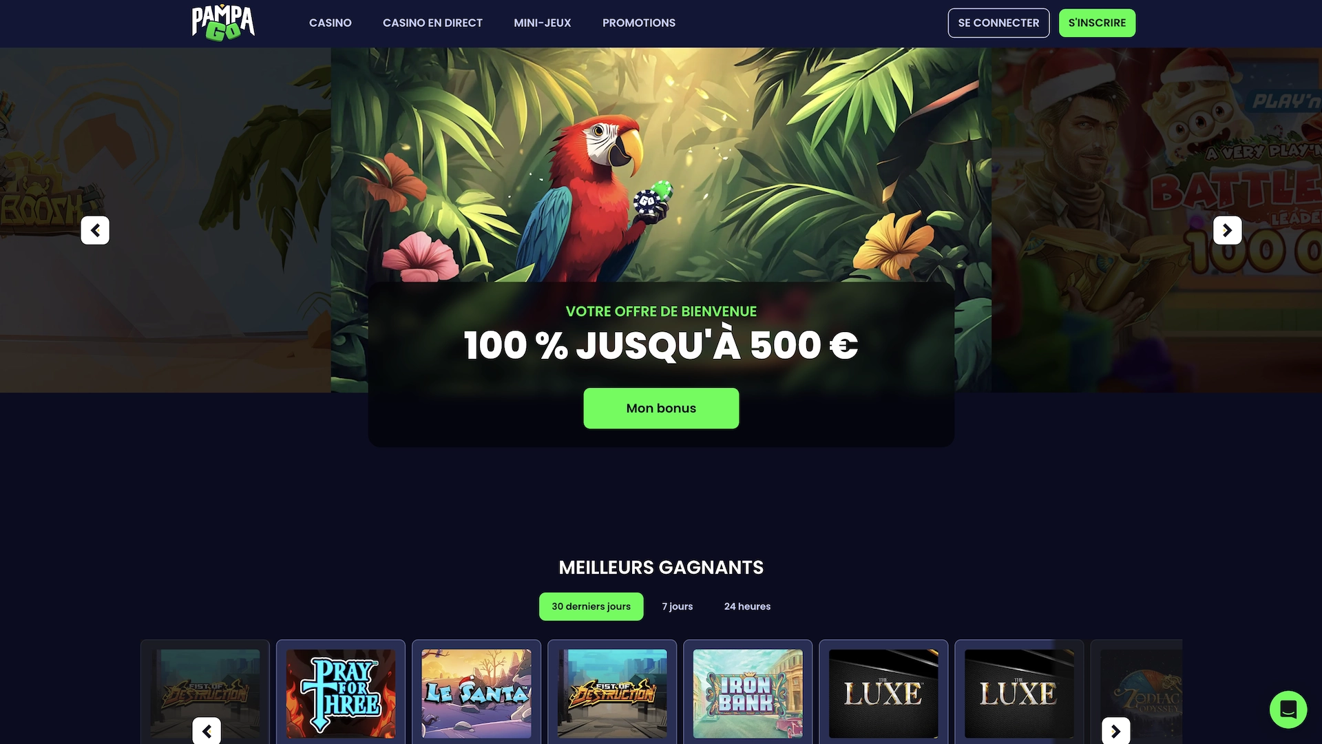 Page d accueil de Pampago Casino