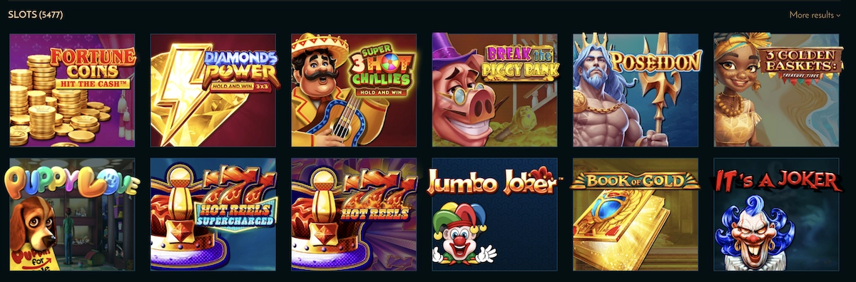 Selection de machines à sous sur Cheri Casino